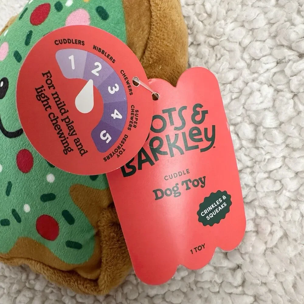 Boots And Barkley Target Christmas Tree Dog Toy Squeaker Plush Crinkle 6” Nibble